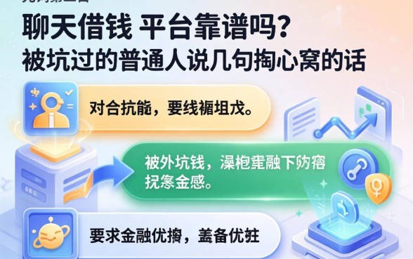 聊天借钱的平台靠谱吗？一个被坑过的普通人说几句掏心窝的话