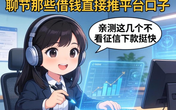 聊聊那些借钱直接推平台的口子，亲测这几个不看征信下款挺快