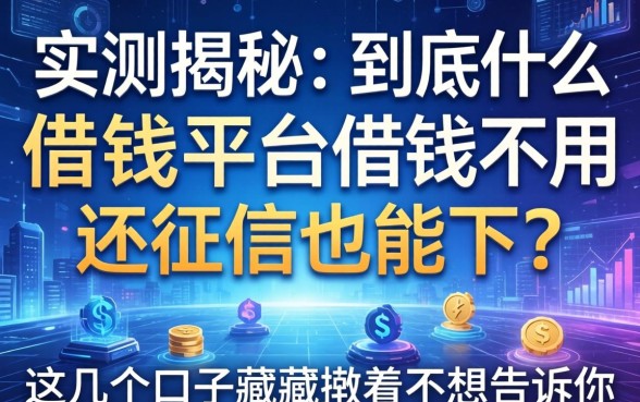 实测揭秘：到底什么借钱平台借钱不用还征信也能下？这几个口子藏着掖着不想告诉你