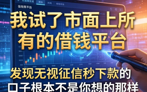 我试了市面上所有的借钱平台，发现无视征信秒下款的口子根本不是你想的那样