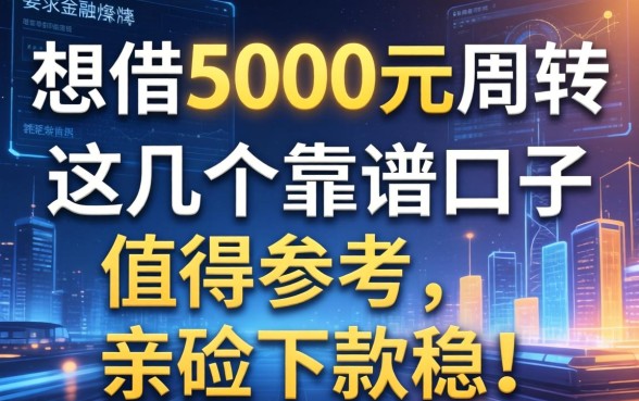 想借5000元周转,这几个靠谱口子值得参考,亲测下款稳!