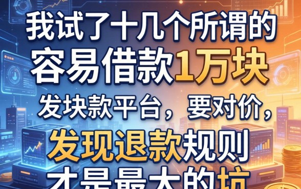 我试了十几个所谓的容易借款1万块的平台，发现退款规则才是最大的坑