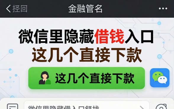 微信里隐藏的借钱入口，这几个直接下款