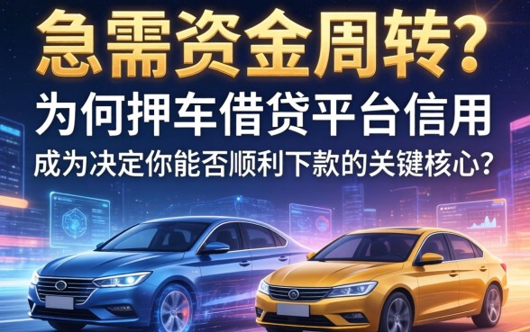 急需资金周转？为何押车借钱平台信用成为决定你能否顺利下款的关键核心？