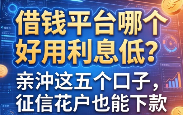 借钱平台哪个好用利息低？亲测这五个口子，征信花户也能下款