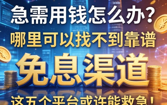 急需用钱怎么办？哪里可以找到靠谱的免息渠道？这五个平台或许能救急！