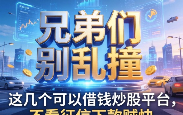 兄弟们别乱撞，这几个可以借钱炒股平台，不看征信下款贼快