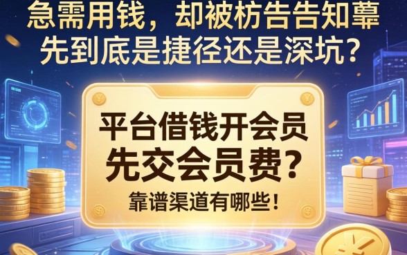 急需用钱却被告知要先交会员费？平台借钱开会员到底是捷径还是深坑？靠谱渠道有哪些？