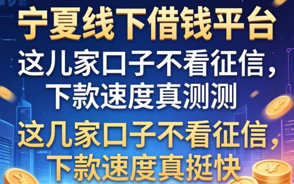 宁夏线下借钱平台实测：这几家口子不看征信，下款速度真挺快