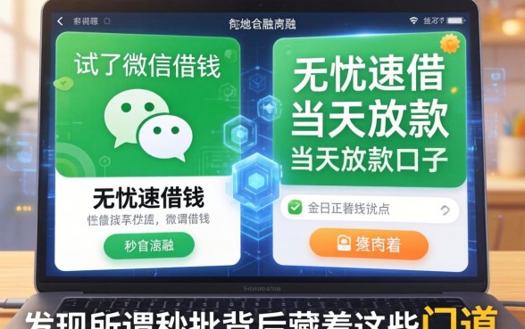 我试了微信借钱和无忧速借当天放款的口子，发现所谓秒批背后藏着这些门道