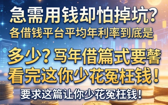 急需用钱却怕掉坑？各借钱平台平均年利率到底是多少？看完这篇让你少花冤枉钱！