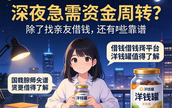 深夜急需资金周转？除了找亲友借钱，还有哪些靠谱的借钱平台洋钱罐值得了解？
