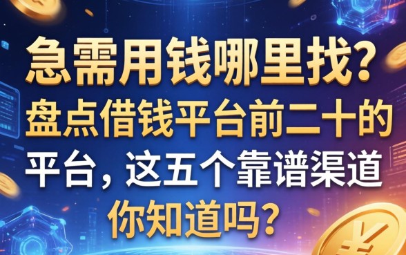 急需用钱哪里找?盘点借钱平台前二十的平台,这五个靠谱渠道你知道吗?