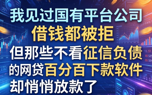 我见过国有平台公司借钱都被拒，但那些不看征信负债的网贷百分百下款软件却悄悄放款了