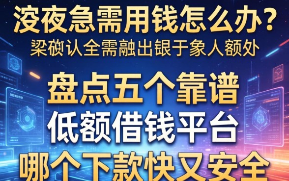 深夜急需用钱怎么办？盘点五个靠谱的低额借钱平台，哪个下款快又安全？