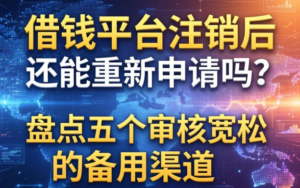 借钱平台注销后还能重新申请吗？盘点五个审核宽松的备用渠道