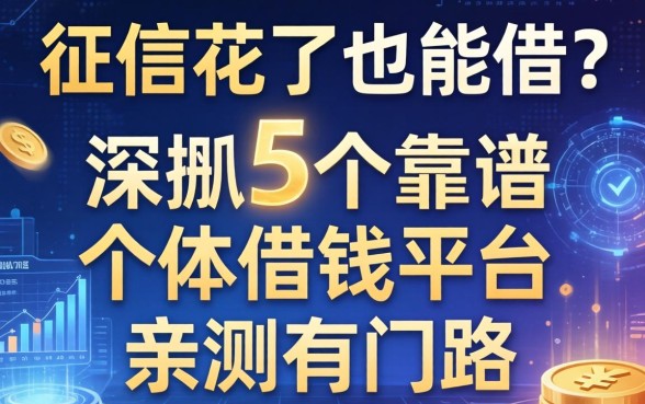 征信花了也能借？深扒5个靠谱的个体借钱平台，亲测有门路