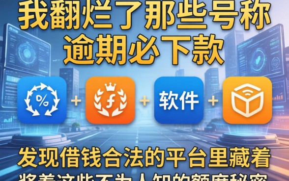 我翻烂了那些号称逾期必下款的软件，发现借钱合法的平台里藏着这些不为人知的额度秘密