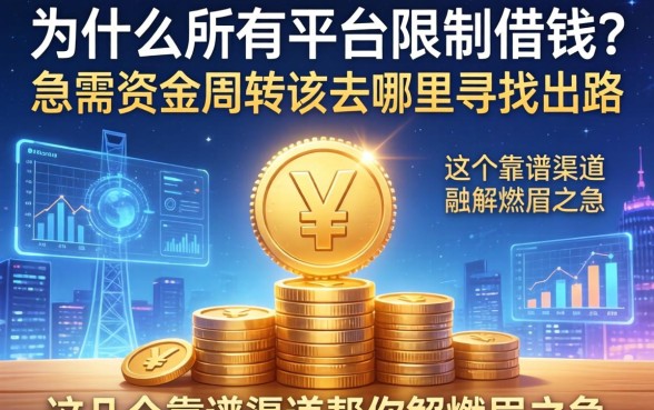 为什么所有平台限制借钱？急需资金周转该去哪里寻找出路？这几个靠谱渠道帮你解燃眉之急