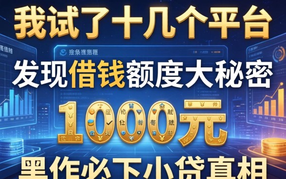 我试了十几个平台，发现借钱额度大的秘密和1000元黑户必下小贷的真相