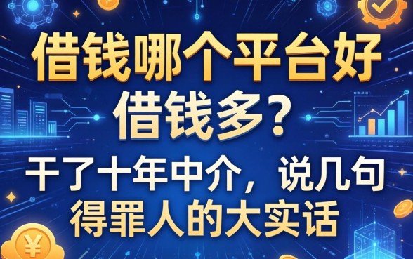 借钱哪个平台好借钱多？干了十年中介，说几句得罪人的大实话