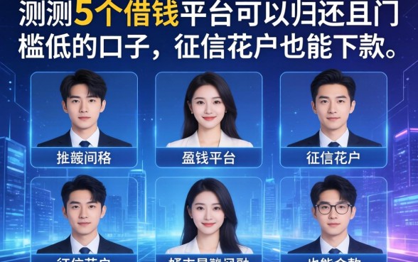 实测5个借钱平台可以归还且门槛低的口子，征信花户也能下款