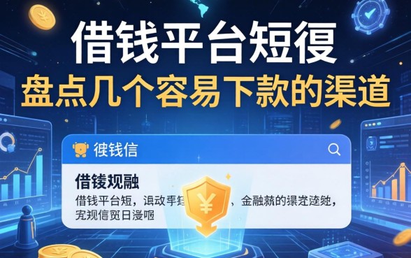 借钱平台短息：盘点几个容易下款的渠道