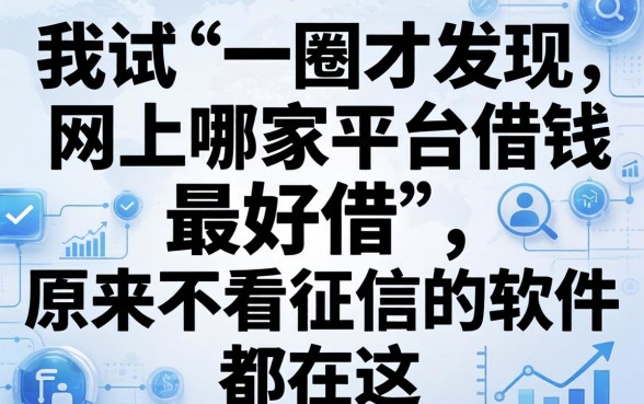 我试了一圈才发现，网上哪家平台借钱最好借，原来不看征信的软件都在这