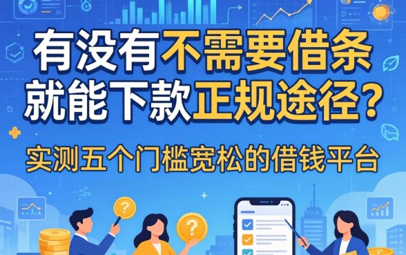 有没有不需要借条就能下款的正规途径？实测五个门槛宽松的借钱平台
