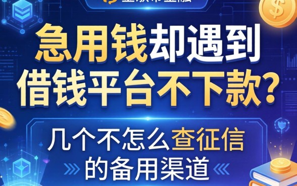 急用钱却遇到借钱平台不下款？分享几个不怎么查征信的备用渠道