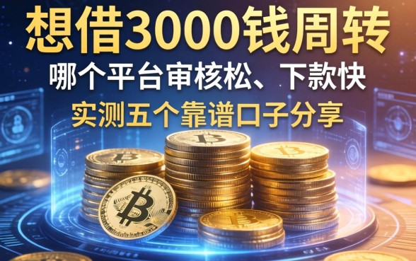 想借3000块钱周转，哪个平台审核松、下款快？实测五个靠谱口子分享