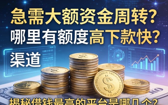 急需大额资金周转？哪里有额度高下款快的渠道？揭秘借钱最高的平台是哪几个？