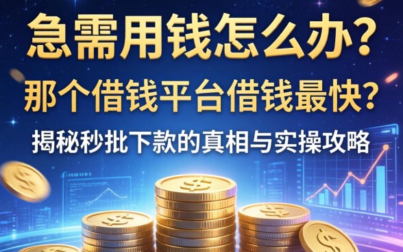 急需用钱怎么办？那个借钱平台借钱最快？揭秘秒批下款的真相与实操攻略