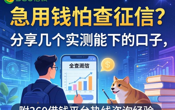 急用钱怕查征信？分享几个实测能下的口子，附360借钱平台热线咨询经验