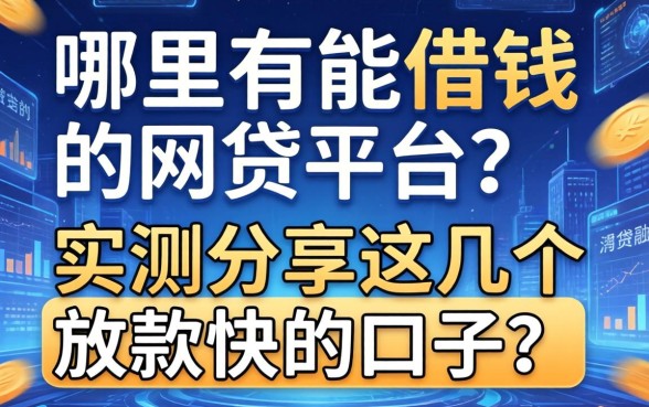 哪里有能借钱的网贷平台？实测分享这几个放款快的口子