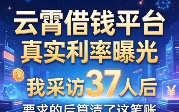 云霄借钱平台真实利率曝光，我采访37人后算清了这笔账