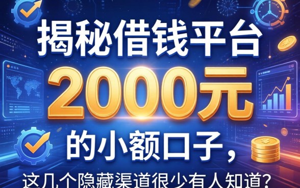 揭秘借钱平台2000元的小额口子，这几个隐藏渠道很少有人知道