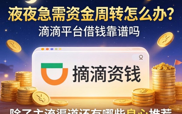 深夜急需资金周转怎么办？滴滴平台借钱靠谱吗？除了主流渠道还有哪些良心推荐？