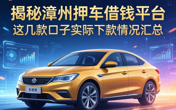 揭秘漳州押车借钱平台：这几款口子实际下款情况汇总