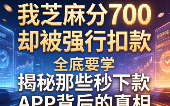 我芝麻分700却被强行扣款，揭秘那些秒下款APP背后的真相