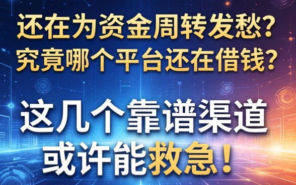 还在为资金周转发愁？究竟哪个平台还在借钱？这几个靠谱渠道或许能救急！