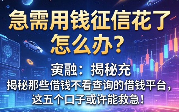 急需用钱征信花了怎么办？揭秘那些借钱不看查询的借钱平台，这五个口子或许能救急！