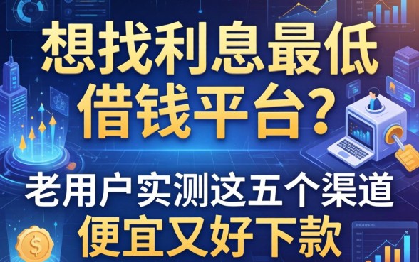 想找利息最低的借钱平台？老用户实测这五个渠道便宜又好下款