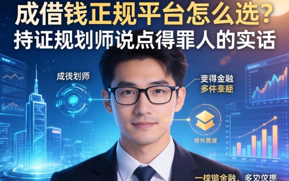 成年借钱正规平台怎么选？持证规划师说点得罪人的实话