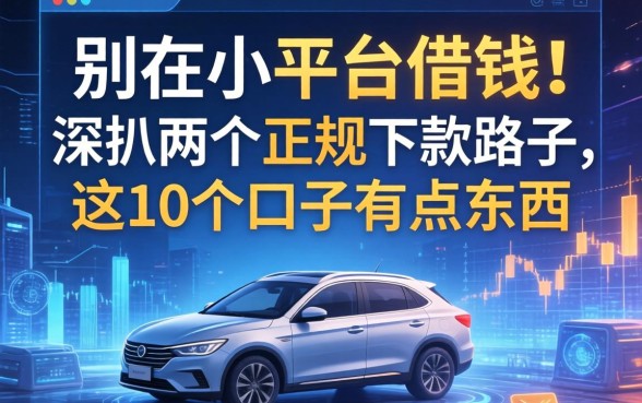 别在小平台借钱！深扒两个正规下款路子，这10个口子有点东西
