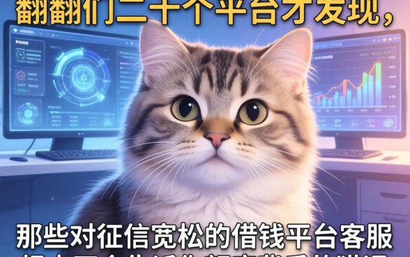 我翻了二十个平台才发现，那些对征信宽松的借钱平台客服根本不会告诉你额度背后的猫腻