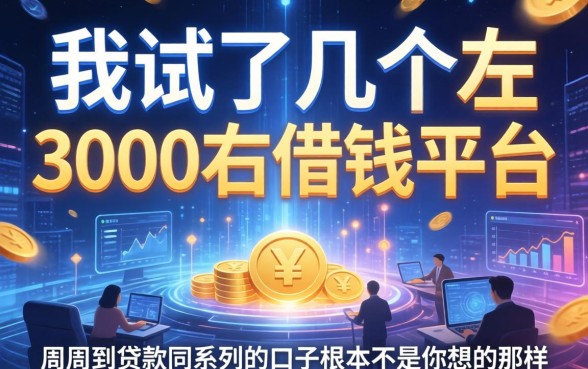我试了几个3000左右借钱平台，发现周周到贷款同系列的口子根本不是你想的那样