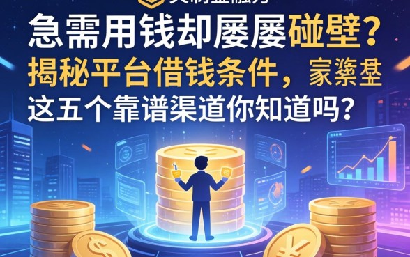 急需用钱却屡屡碰壁？揭秘平台借钱条件，这五个靠谱渠道你知道吗？