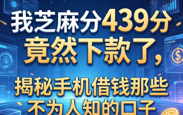 我芝麻分439分竟然下款了，揭秘手机借钱那些不为人知的口子