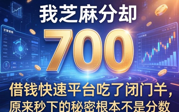 我芝麻分700却在借钱快速平台吃了闭门羹，原来秒下的秘密根本不是分数